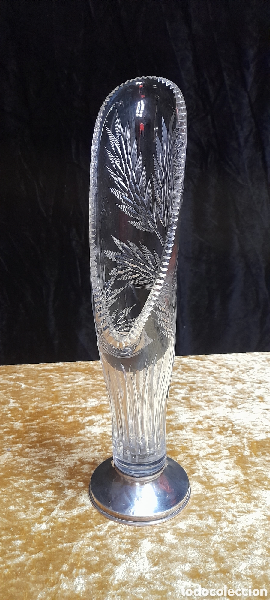 Antig&uuml;edades: Original jarr&oacute;n de cristal con base de plata. - Foto 2