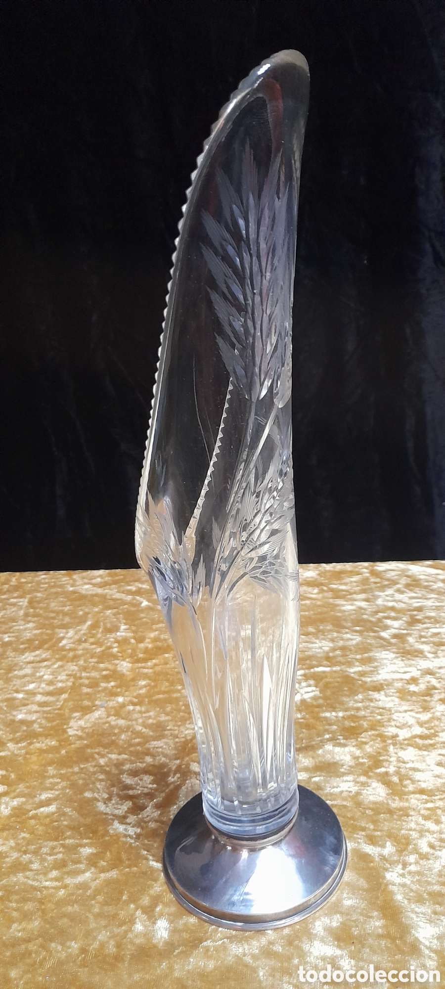 Antig&uuml;edades: Original jarr&oacute;n de cristal con base de plata. - Foto 3