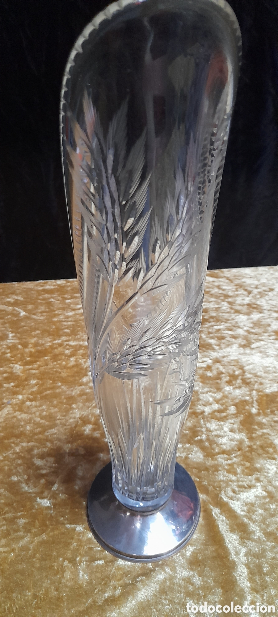 Antig&uuml;edades: Original jarr&oacute;n de cristal con base de plata. - Foto 4