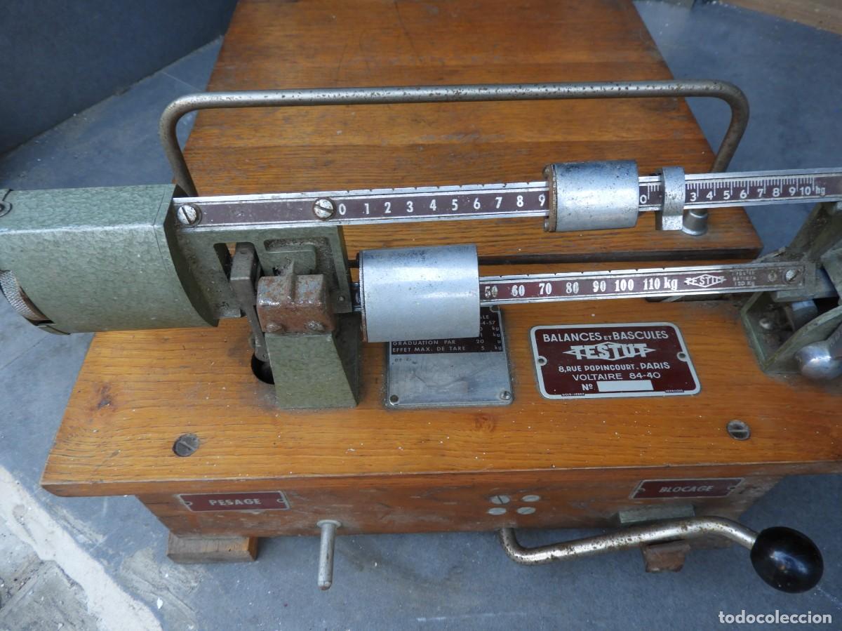 Antig&uuml;edades: BASCULA ANTIGUA DE ROBLE MARCA TESTUT FUNCIONANDO - Foto 7
