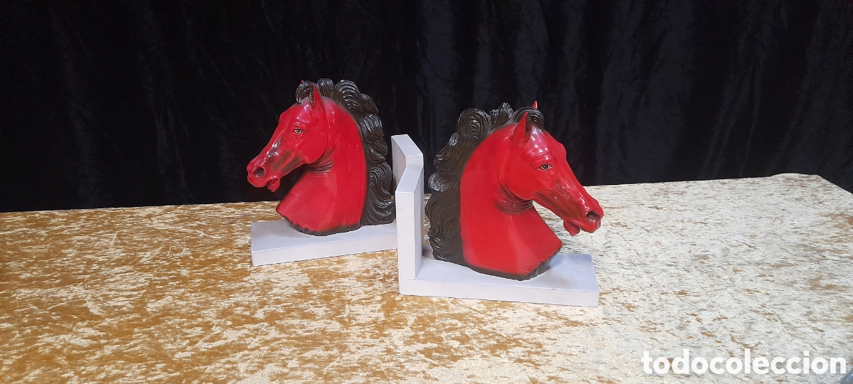 Antig&uuml;edades: Figuras de caballos sujetalibros. - Foto 1