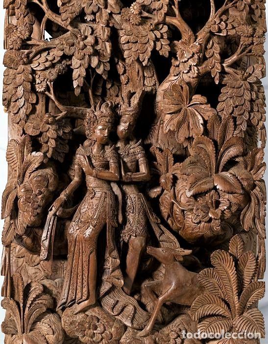 Antig&uuml;edades: Espectacular relieve balin&eacute;s en madera a&ntilde;os 60