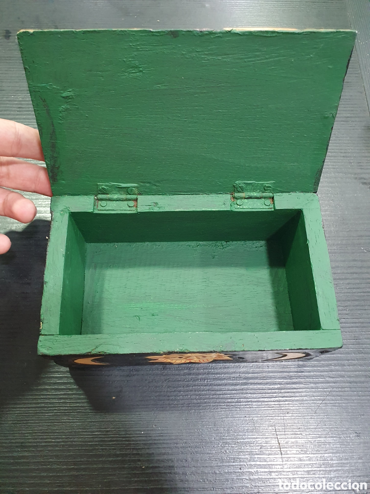 Antig&uuml;edades: Cofre de madera pintado a mano. (L58) - Foto 3