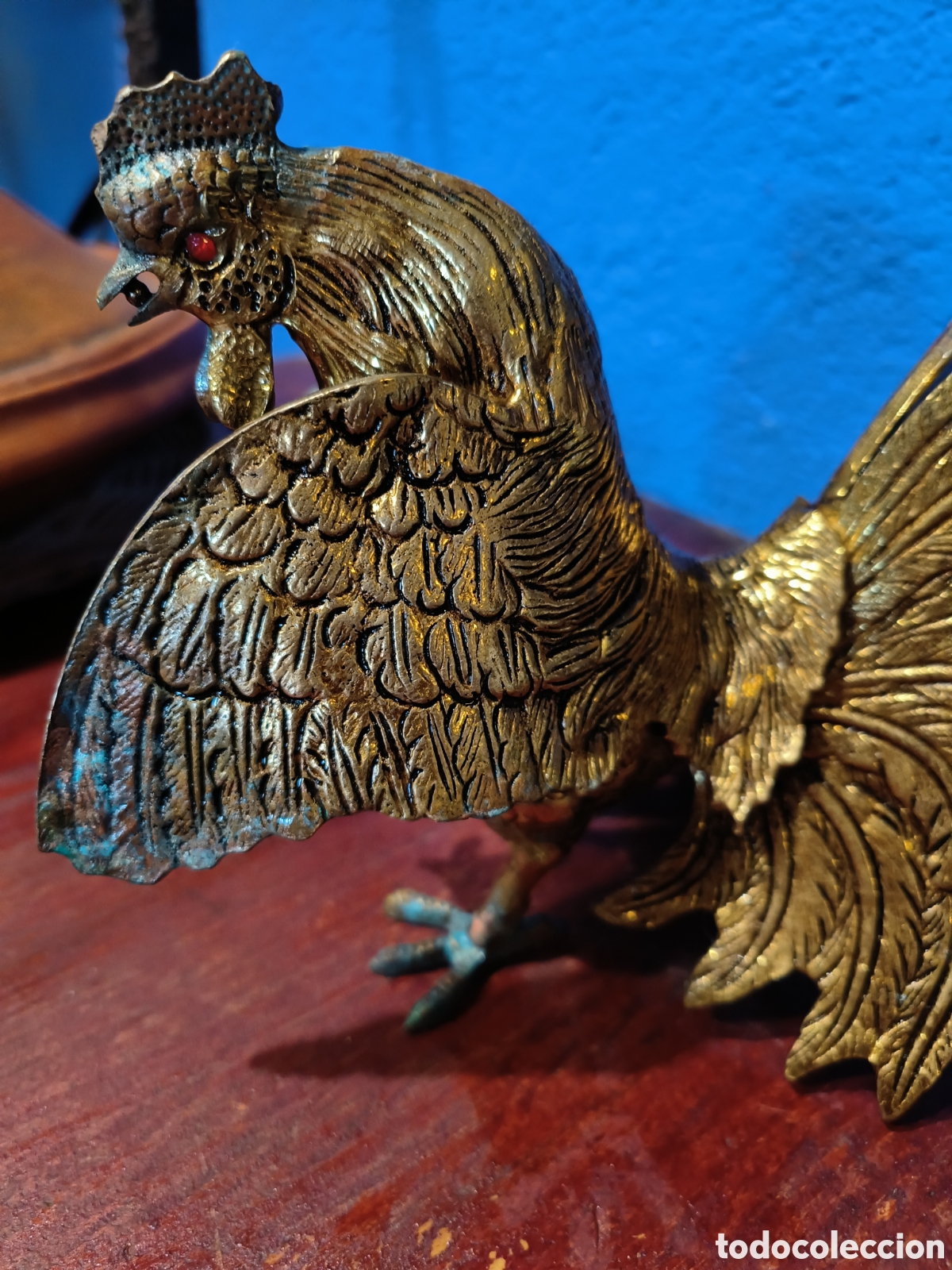 Antig&uuml;edades: Gallo de pelea de laton - Foto 5