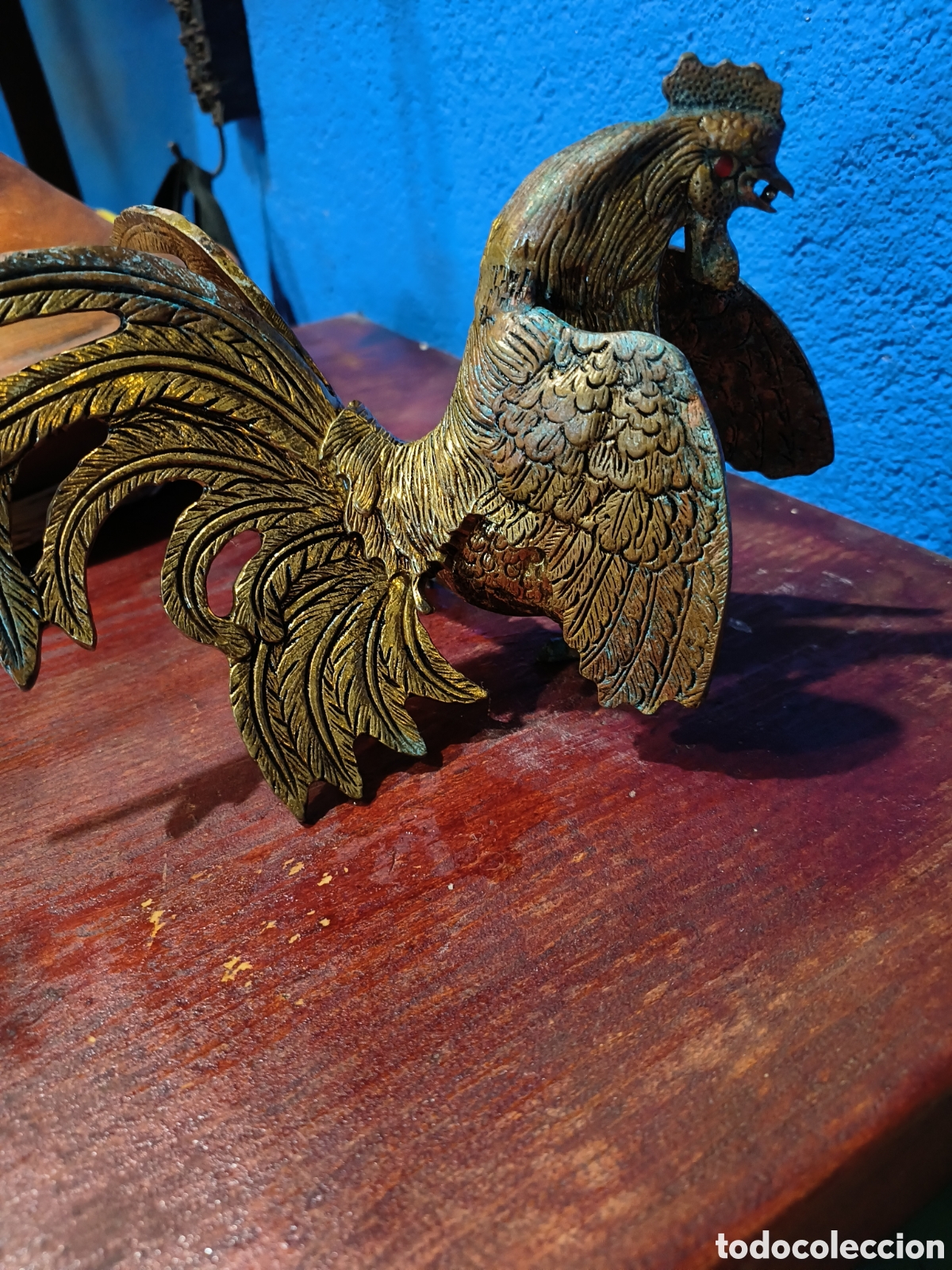 Antig&uuml;edades: Gallo de pelea de laton - Foto 8