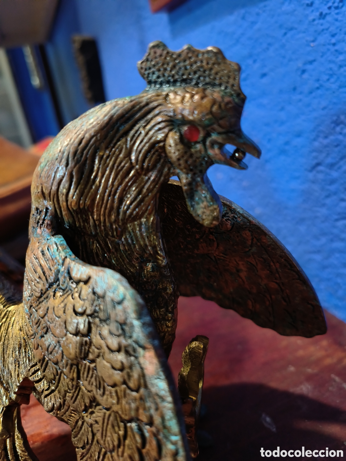 Antig&uuml;edades: Gallo de pelea de laton - Foto 9