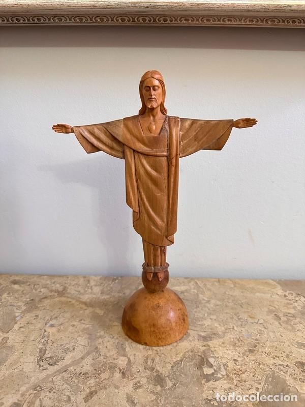 Antig&uuml;edades: SAGRADO CORAZ&Oacute;N DE JES&Uacute;S EN MADERA TALLADA - Foto 1