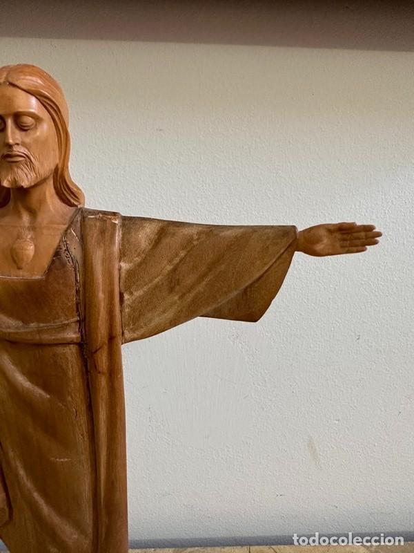 Antig&uuml;edades: SAGRADO CORAZ&Oacute;N DE JES&Uacute;S EN MADERA TALLADA - Foto 4