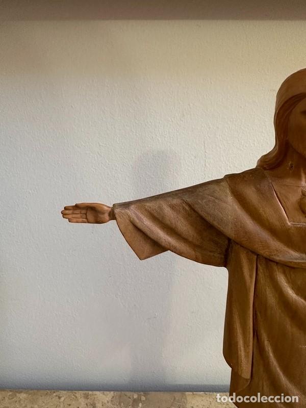 Antig&uuml;edades: SAGRADO CORAZ&Oacute;N DE JES&Uacute;S EN MADERA TALLADA - Foto 5
