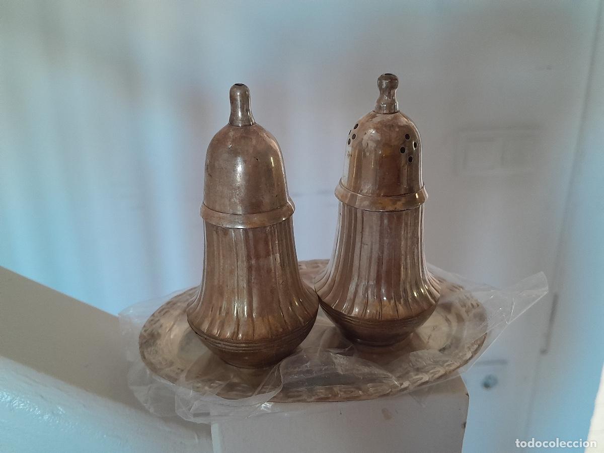 Antig&uuml;edades: Conjunto de sal y pimienta de alpaca - Foto 4