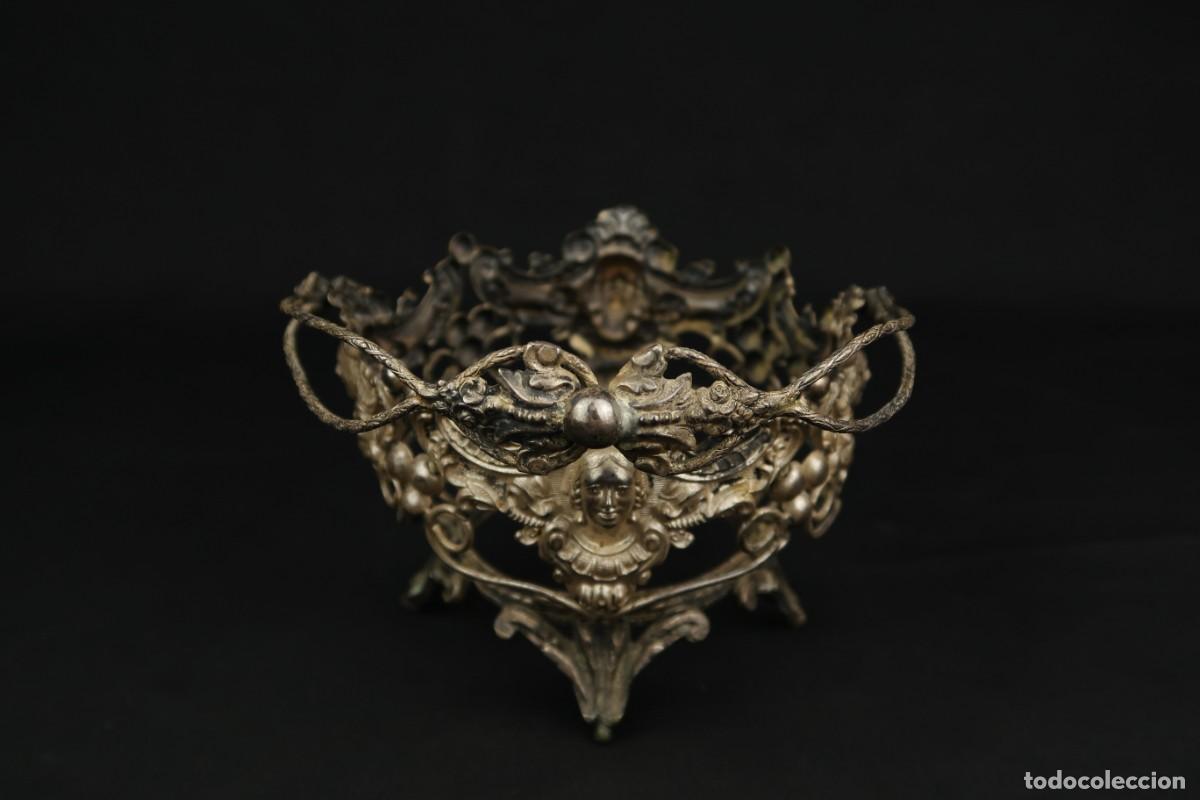 Antig&uuml;edades: Antigua Cesta de Metal Plateado - Foto 4