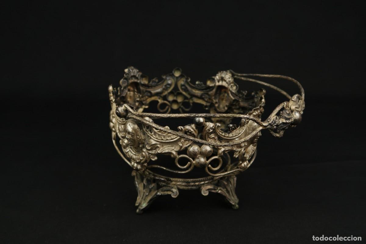 Antig&uuml;edades: Antigua Cesta de Metal Plateado - Foto 5
