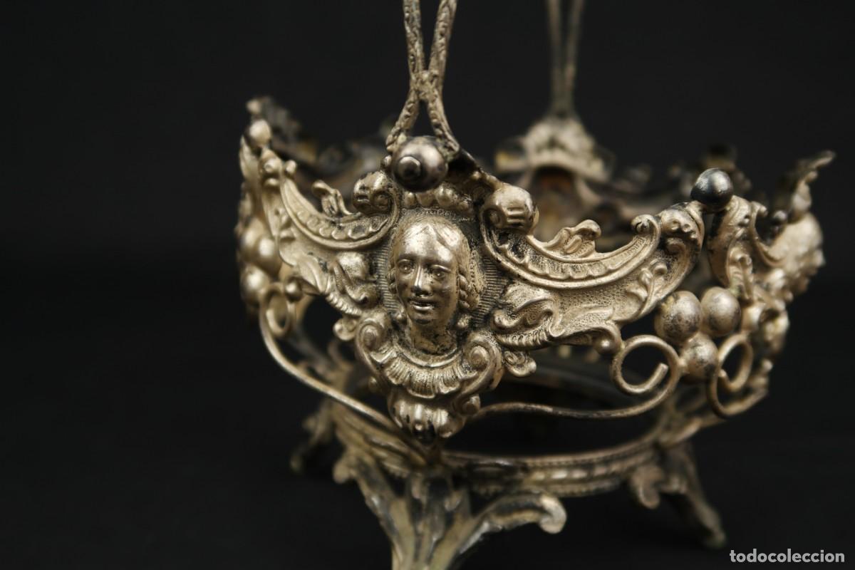 Antig&uuml;edades: Antigua Cesta de Metal Plateado - Foto 7