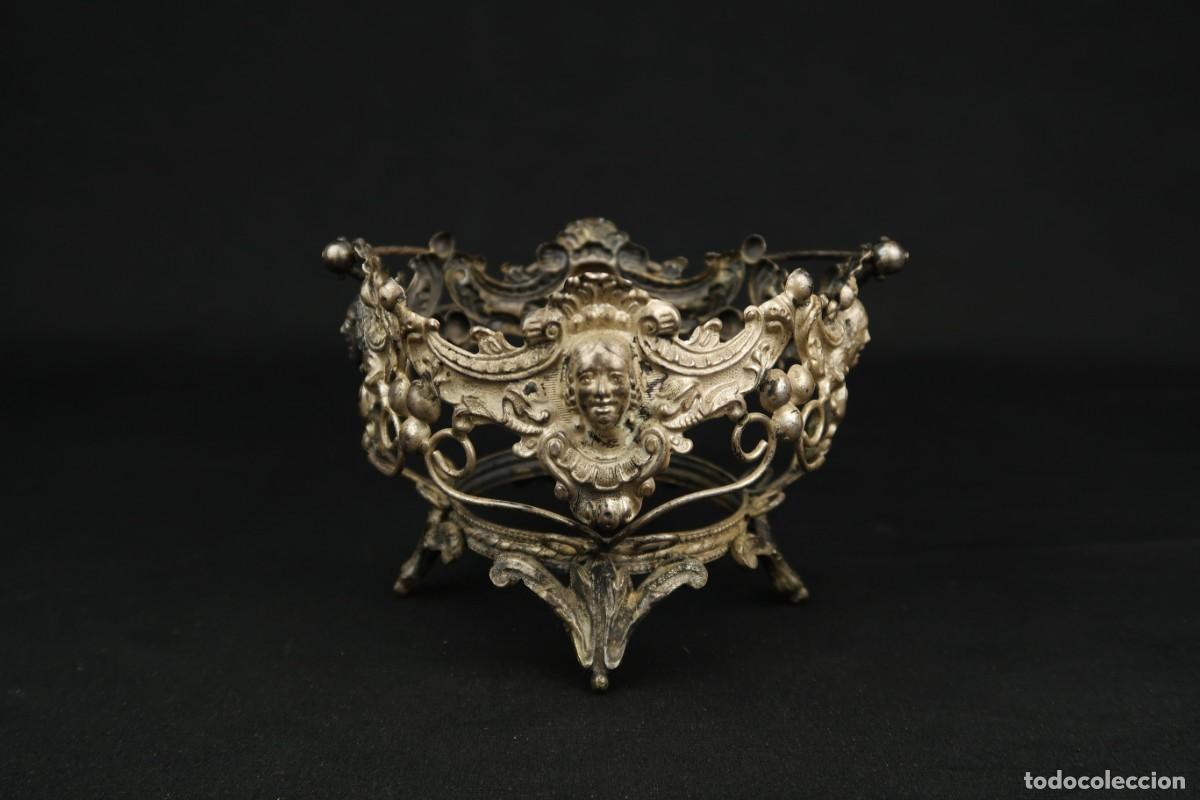 Antig&uuml;edades: Antigua Cesta de Metal Plateado - Foto 8
