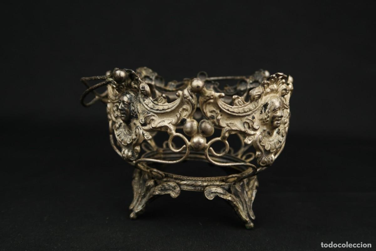 Antig&uuml;edades: Antigua Cesta de Metal Plateado - Foto 10