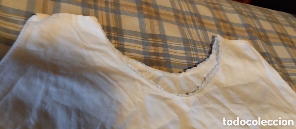 Antig&uuml;edades: 3 CAMISONES ALGODON CON PUNTILLA BORDADA. HECHOS A MANO - Foto 5