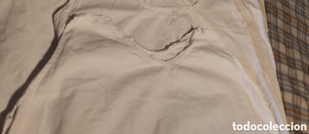 Antig&uuml;edades: 3 CAMISONES ALGODON CON PUNTILLA BORDADA. HECHOS A MANO - Foto 6