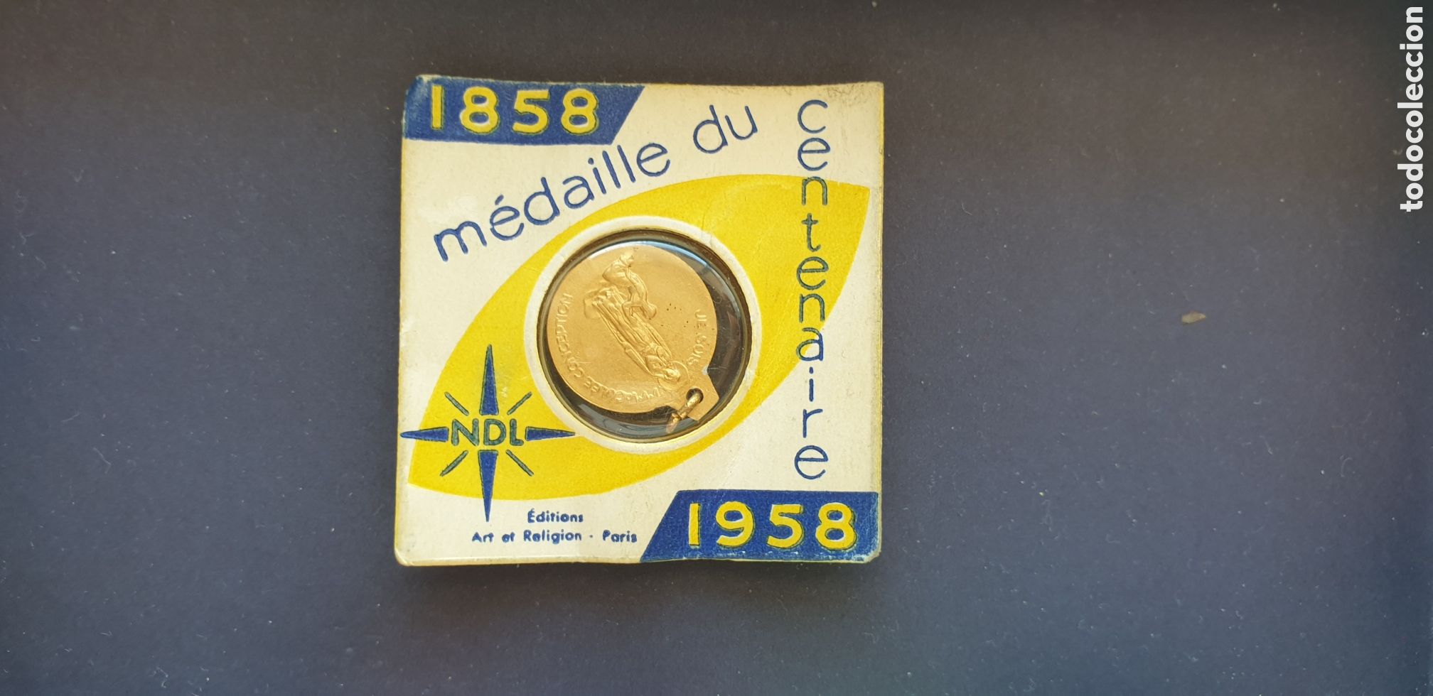 Antig&uuml;edades: Medalla centenario Lourdes a&ntilde;o 1958 - Foto 2