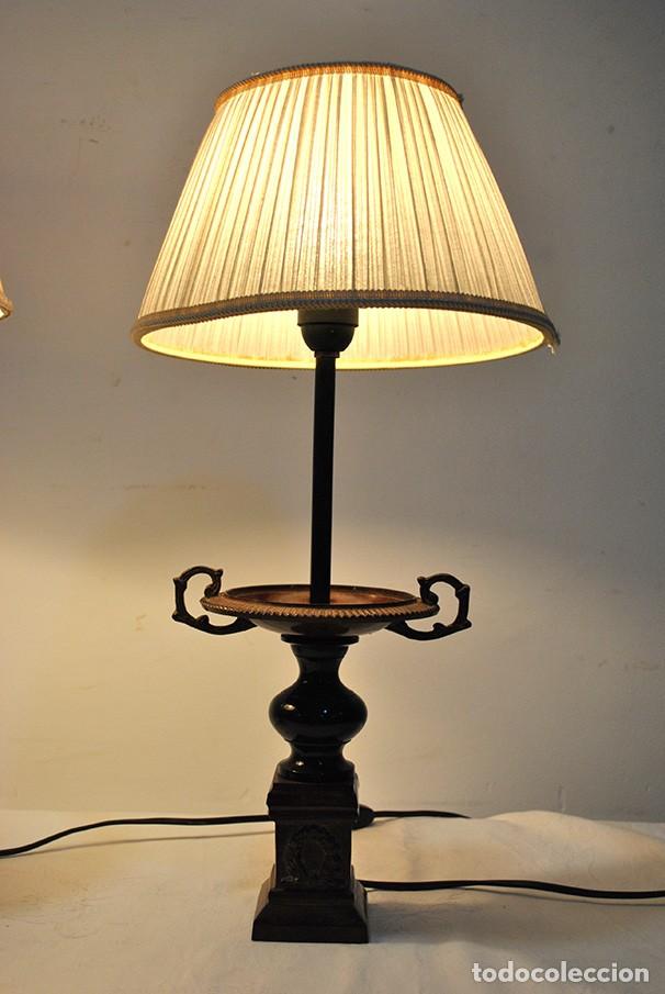 Antig&uuml;edades: PAREJA DE L&Aacute;MPARAS DE MESA COPAS - Foto 2