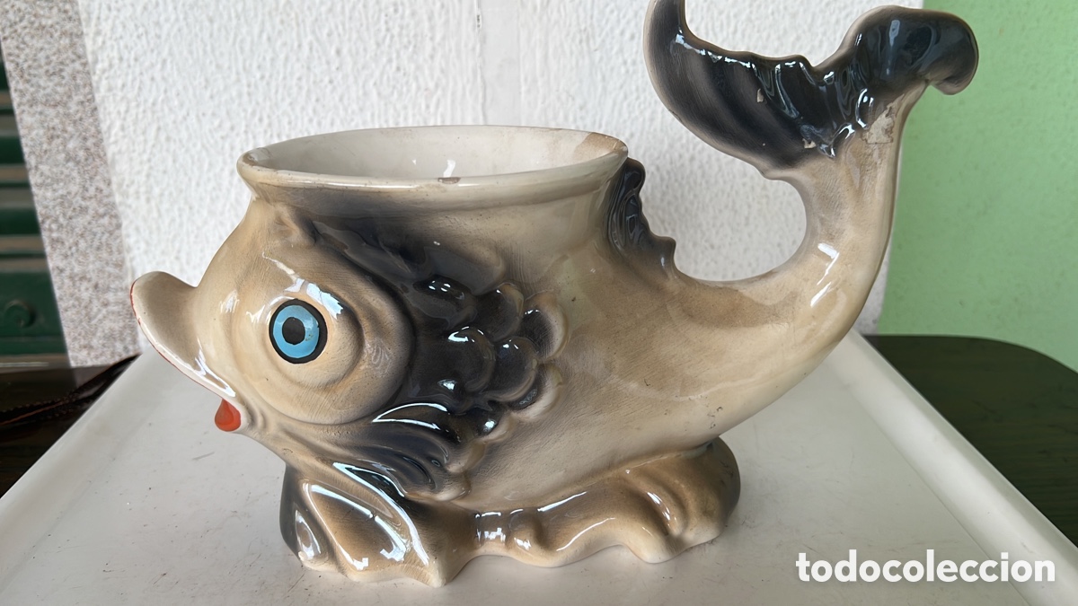 Antig&uuml;edades: MACETERO PORCELANA FORMA PEZ - Foto 3