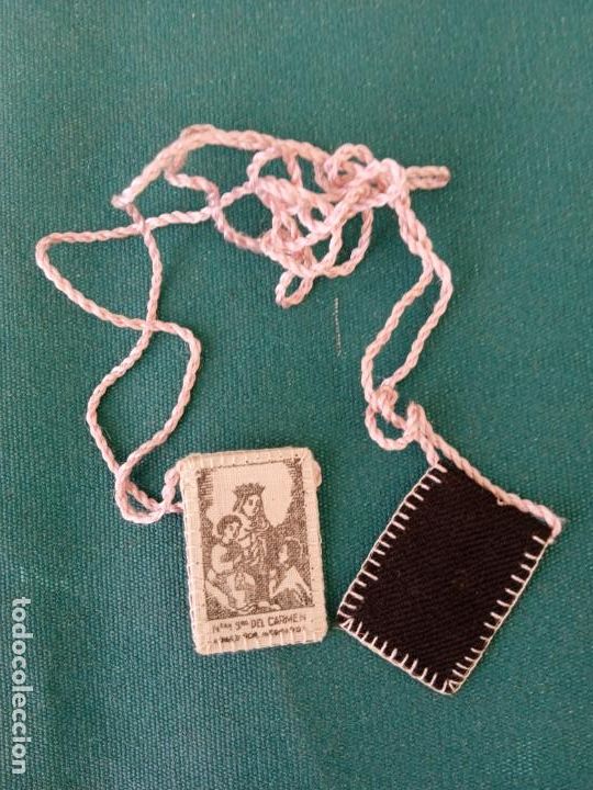Antig&uuml;edades: NUESTRA SE&Ntilde;ORA DEL CARMEN - ESCAPULARIO - 2.8 X 2 cm. - Foto 1
