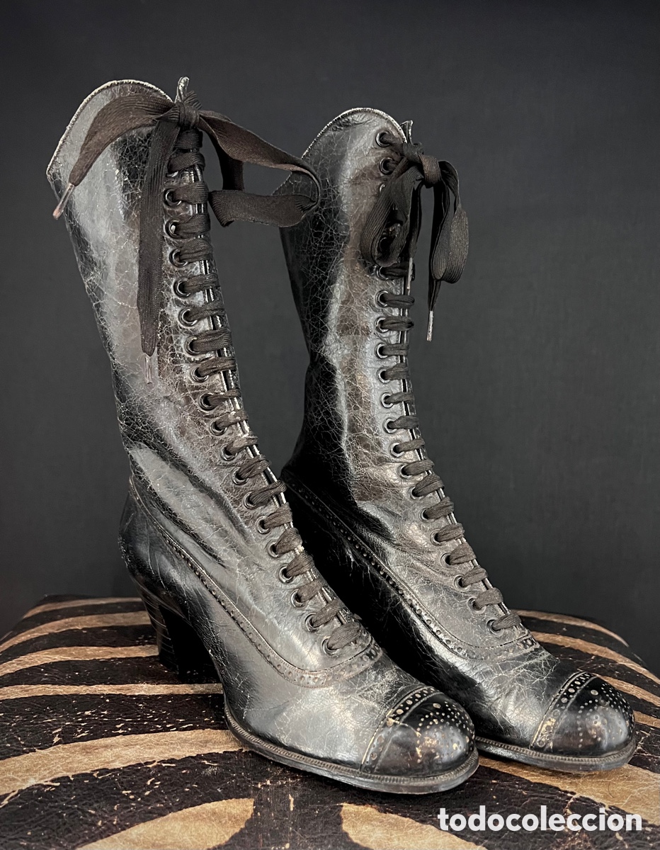 Antig&uuml;edades: Botines Victorianos de piel. S.XIX - Foto 2