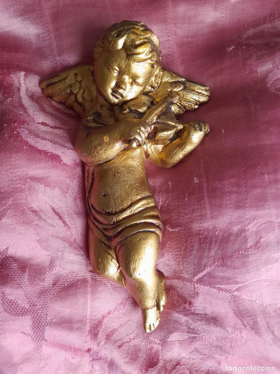 Antig&uuml;edades: Angelito dorado con viol&iacute;n - Foto 1