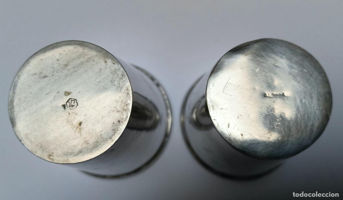 Antig&uuml;edades: Dos antiguos vasos de comuni&oacute;n de alpaca plateada - Foto 7
