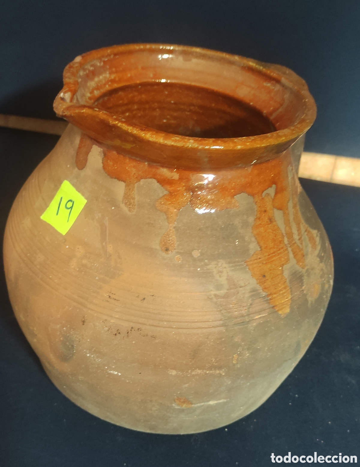 Antig&uuml;edades: Jarra de barro semi vidriada - Foto 3