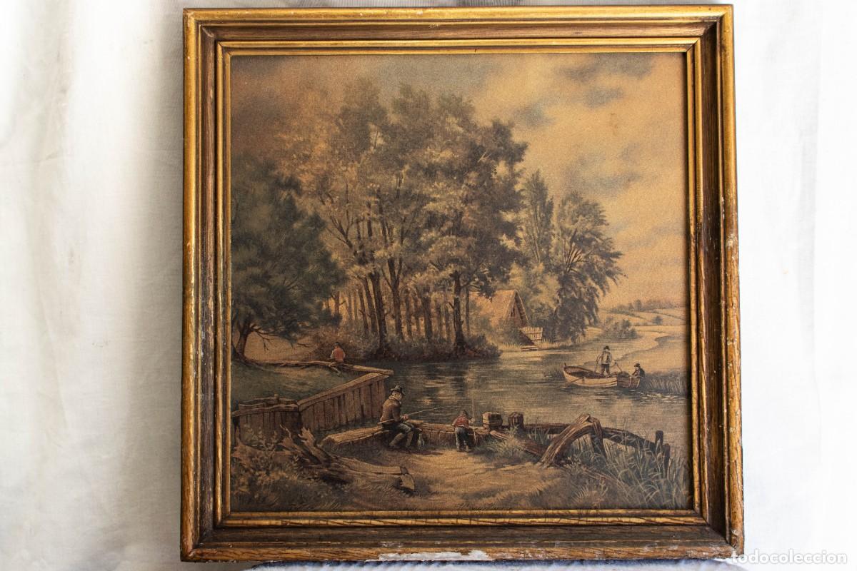 Antig&uuml;edades: Azulejo antiguo pintado - Enmarcado - Foto 3