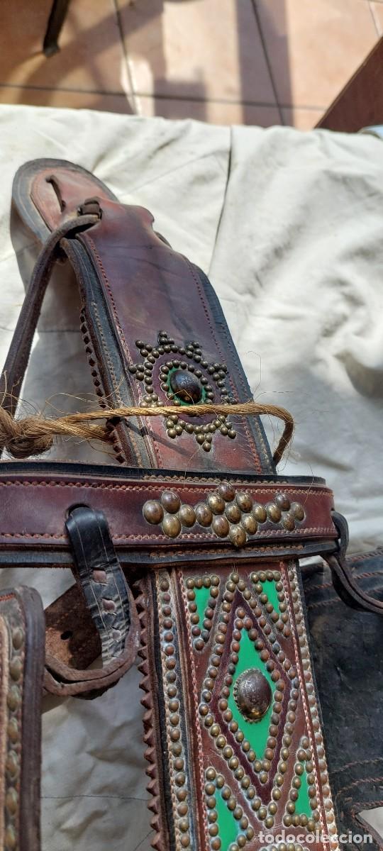 Antig&uuml;edades: Cabezada para mulilla De cuero repujado y claveteado - Foto 4
