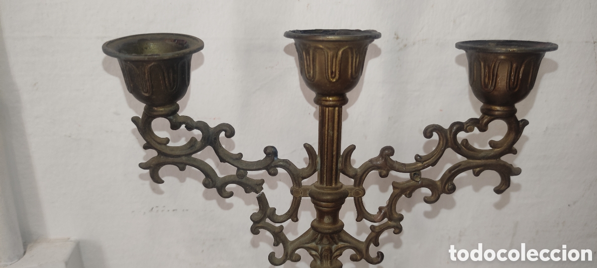 Antig&uuml;edades: CANDELABRO DE 3 BRAZOS - Foto 2