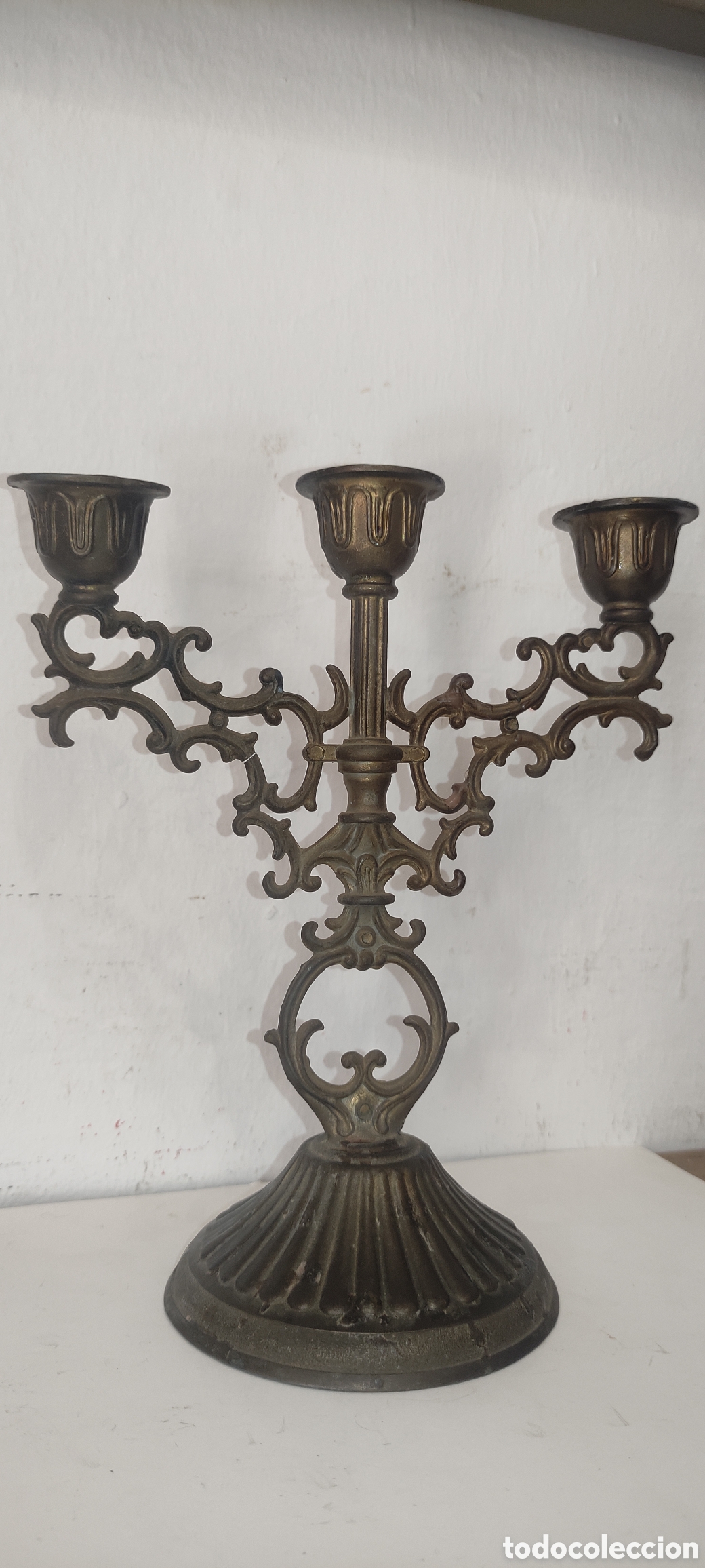 Antig&uuml;edades: CANDELABRO DE 3 BRAZOS - Foto 3