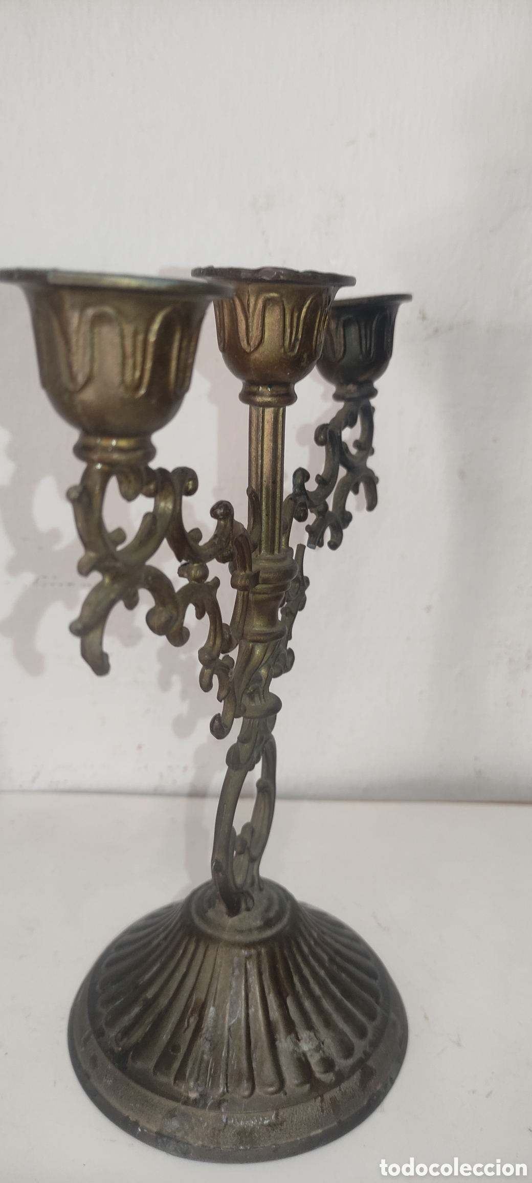 Antig&uuml;edades: CANDELABRO DE 3 BRAZOS - Foto 4