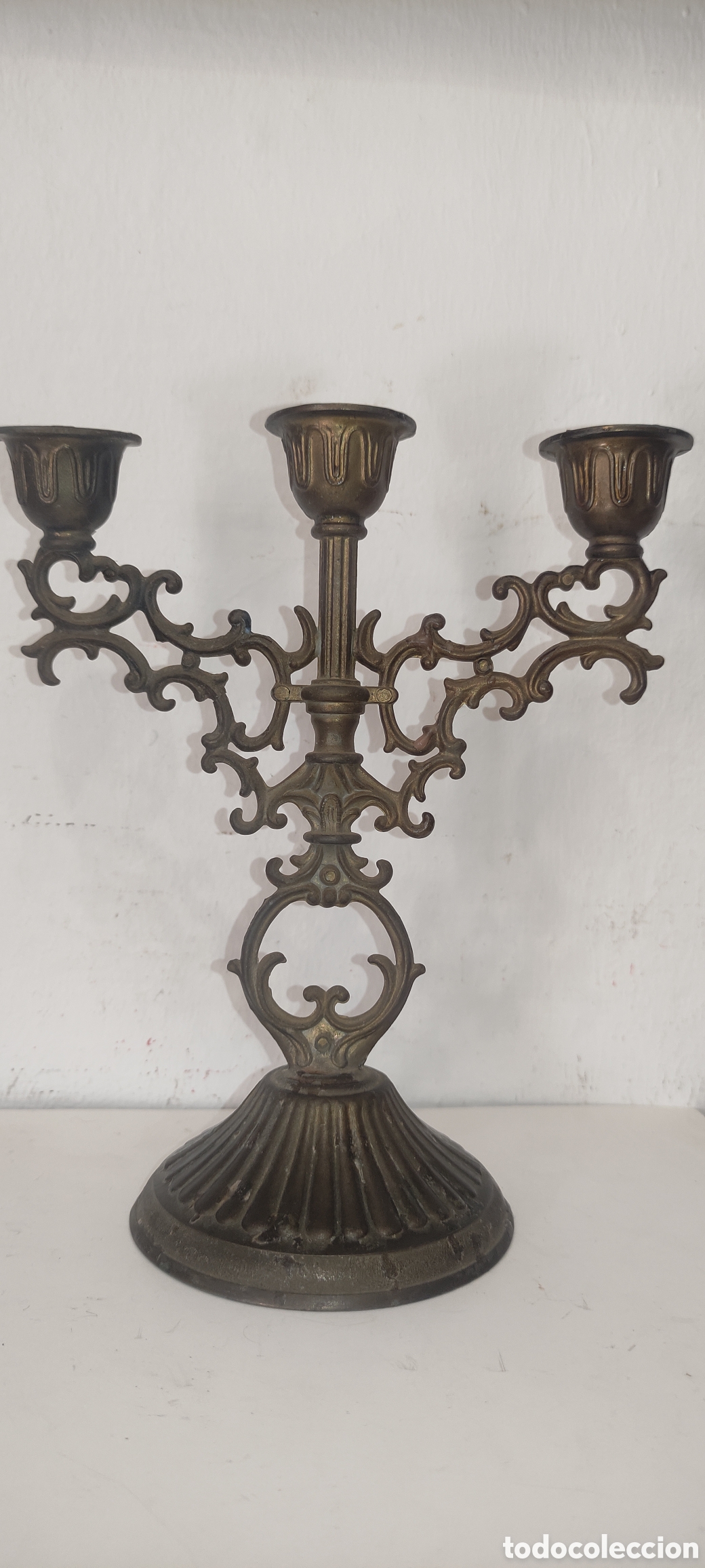 Antig&uuml;edades: CANDELABRO DE 3 BRAZOS - Foto 5