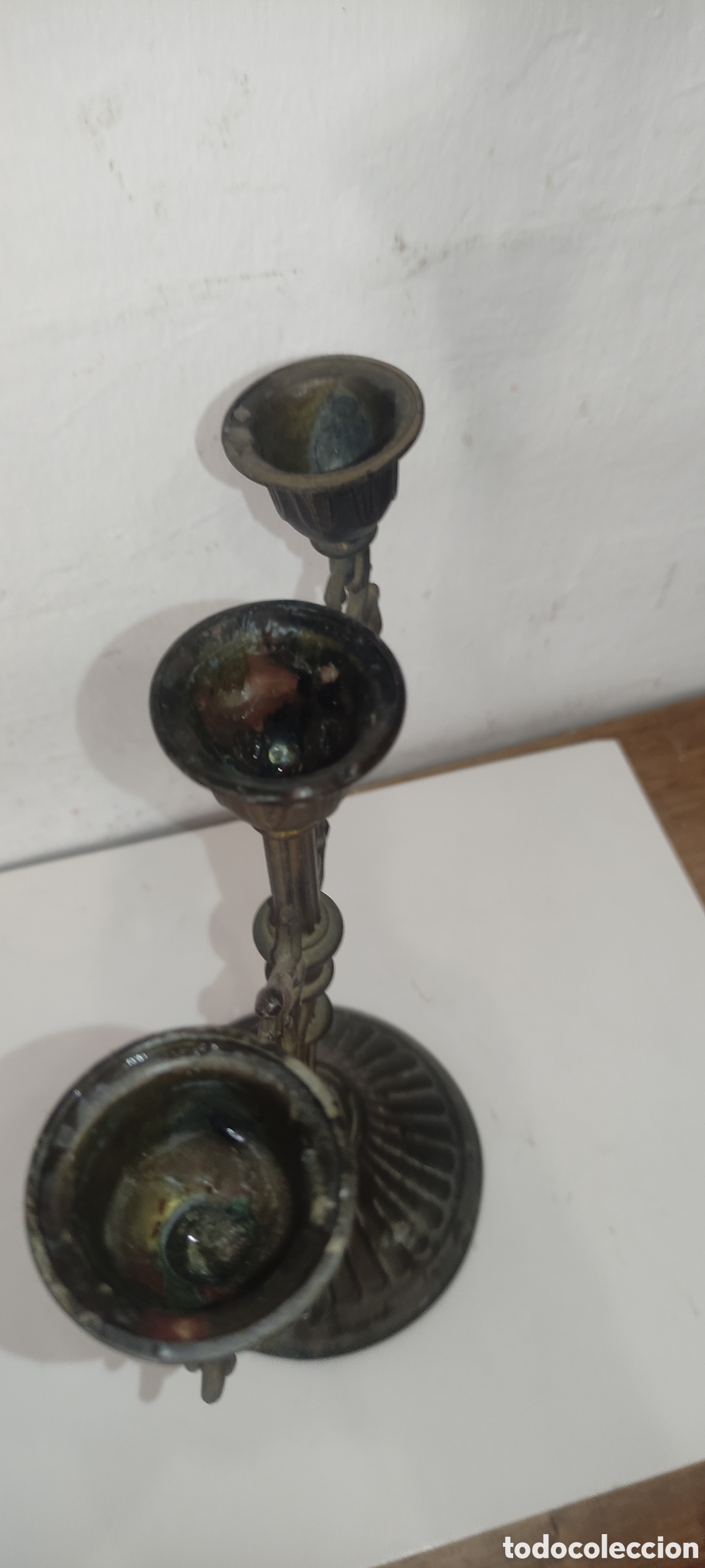 Antig&uuml;edades: CANDELABRO DE 3 BRAZOS - Foto 6