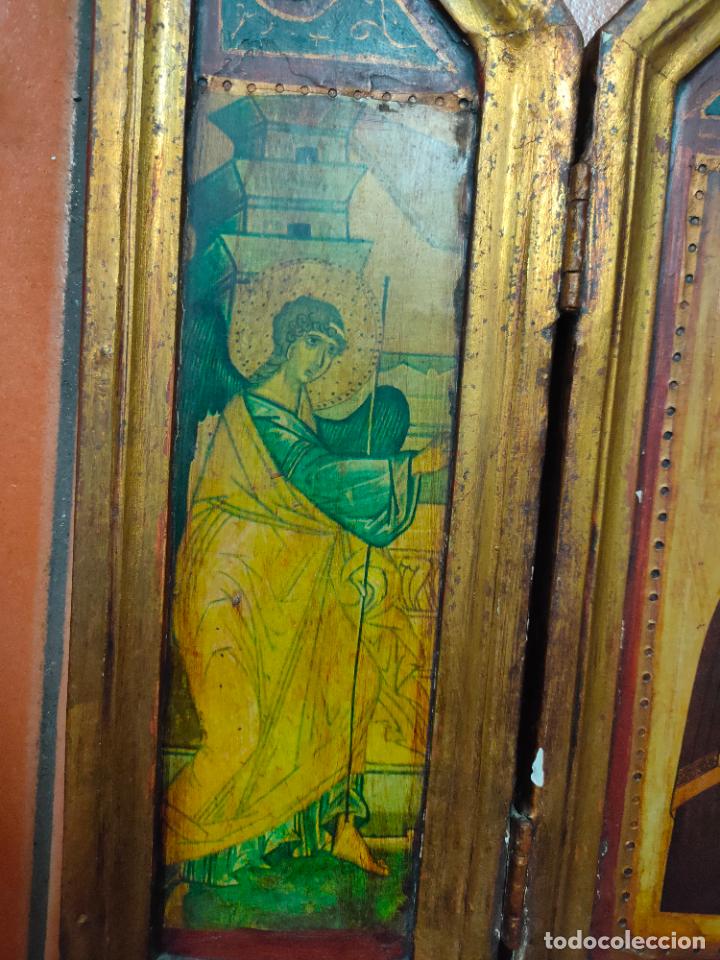 Antig&uuml;edades: Antiguo triptico Virgen Vladimir. Icono. - Foto 5