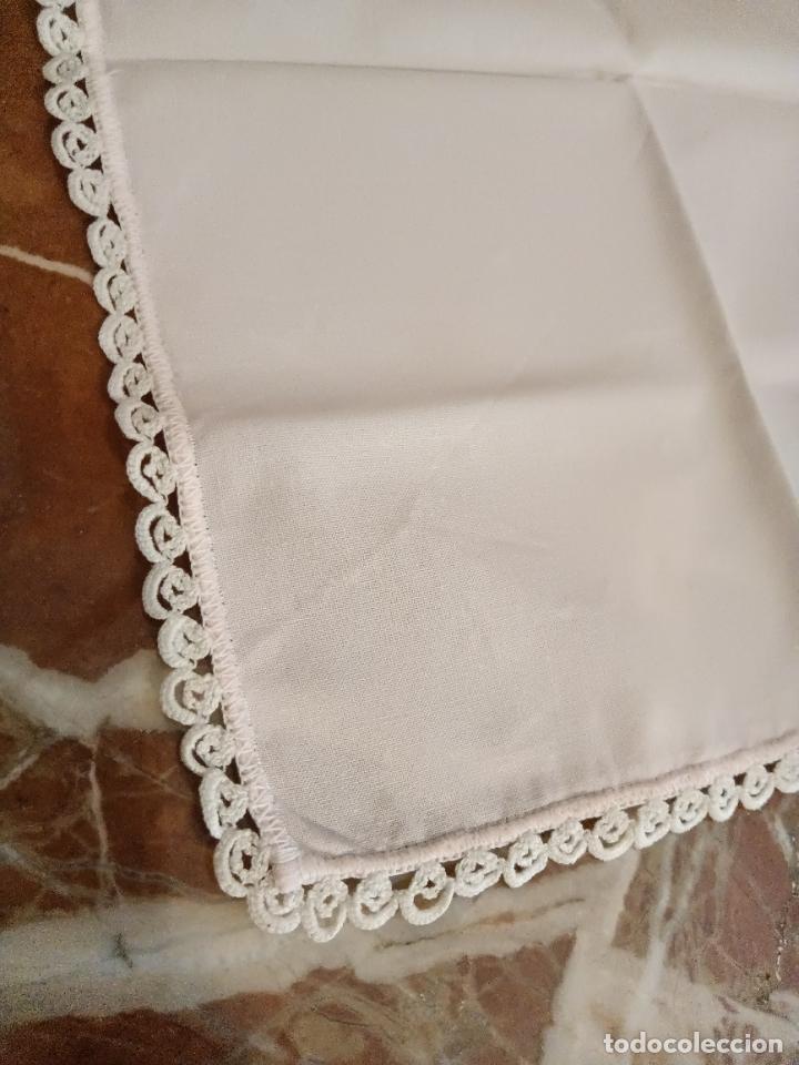 Antig&uuml;edades: Antiguo pa&ntilde;uelo de algod&oacute;n blanco de se&ntilde;ora puntilla fina de ganchillo rectangular - Foto 3