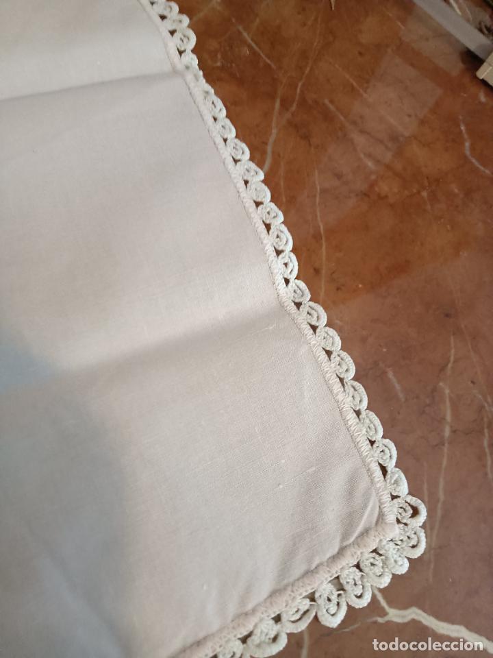 Antig&uuml;edades: Antiguo pa&ntilde;uelo de algod&oacute;n blanco de se&ntilde;ora puntilla fina de ganchillo rectangular - Foto 4