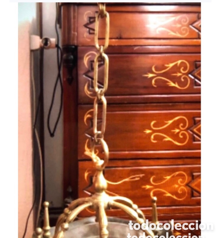 Antig&uuml;edades: Espectacular farol de bronce macizo con cristal tallado - Foto 6