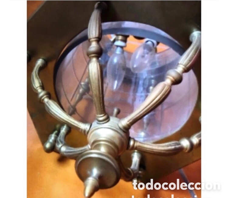 Antig&uuml;edades: Espectacular farol de bronce macizo con cristal tallado - Foto 8