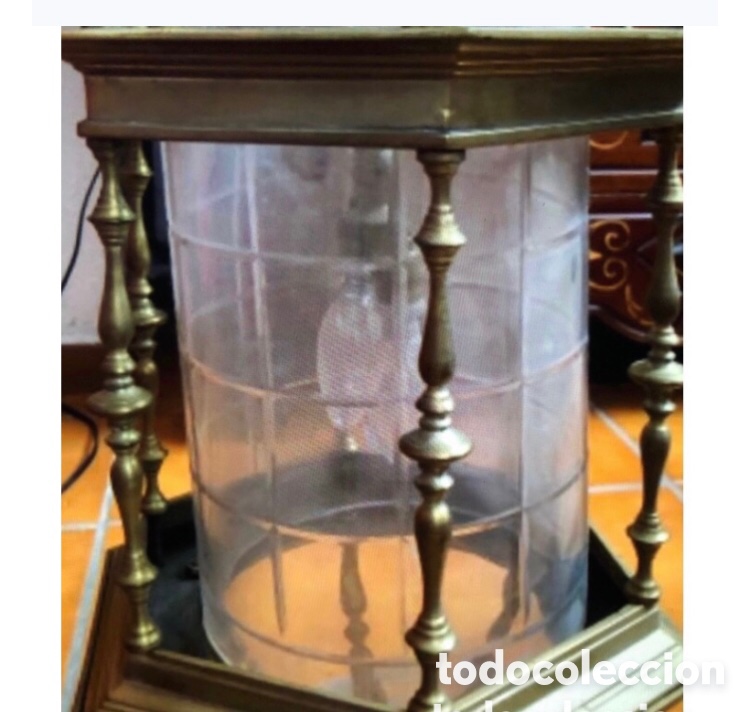 Antig&uuml;edades: Espectacular farol de bronce macizo con cristal tallado - Foto 9