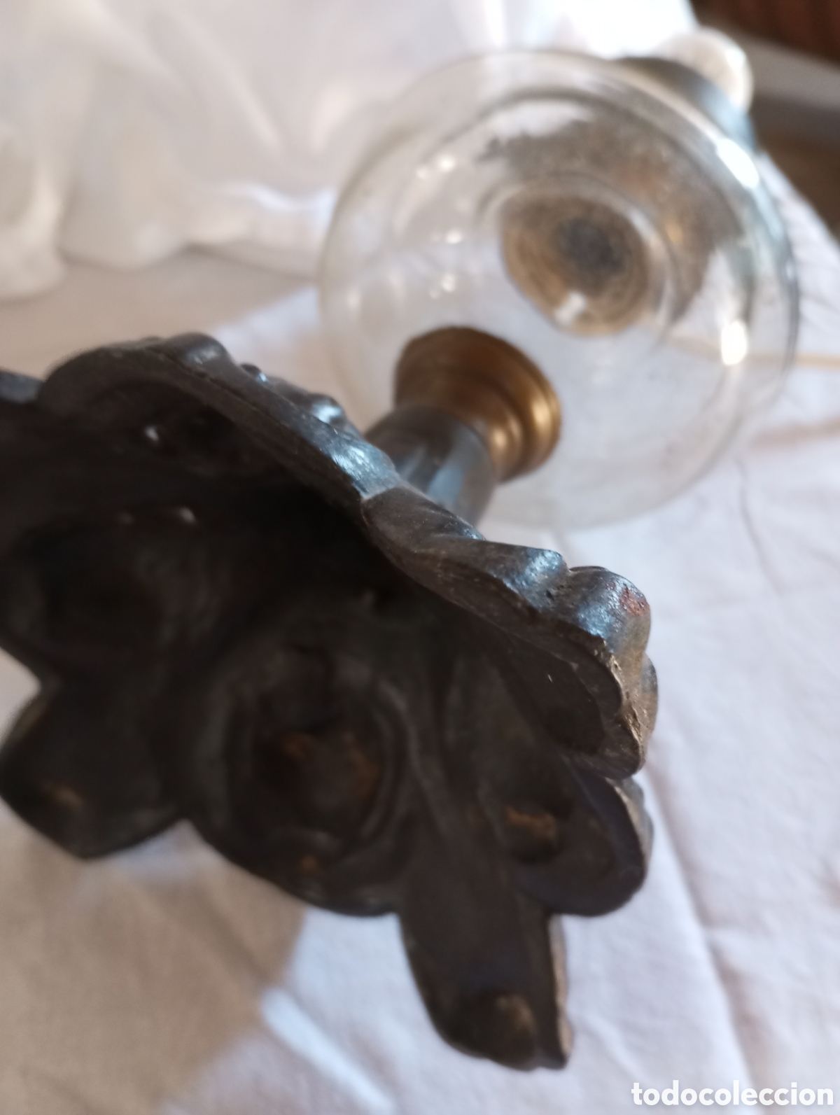 Antig&uuml;edades: Antigua lampara de aceite convertida - Foto 6