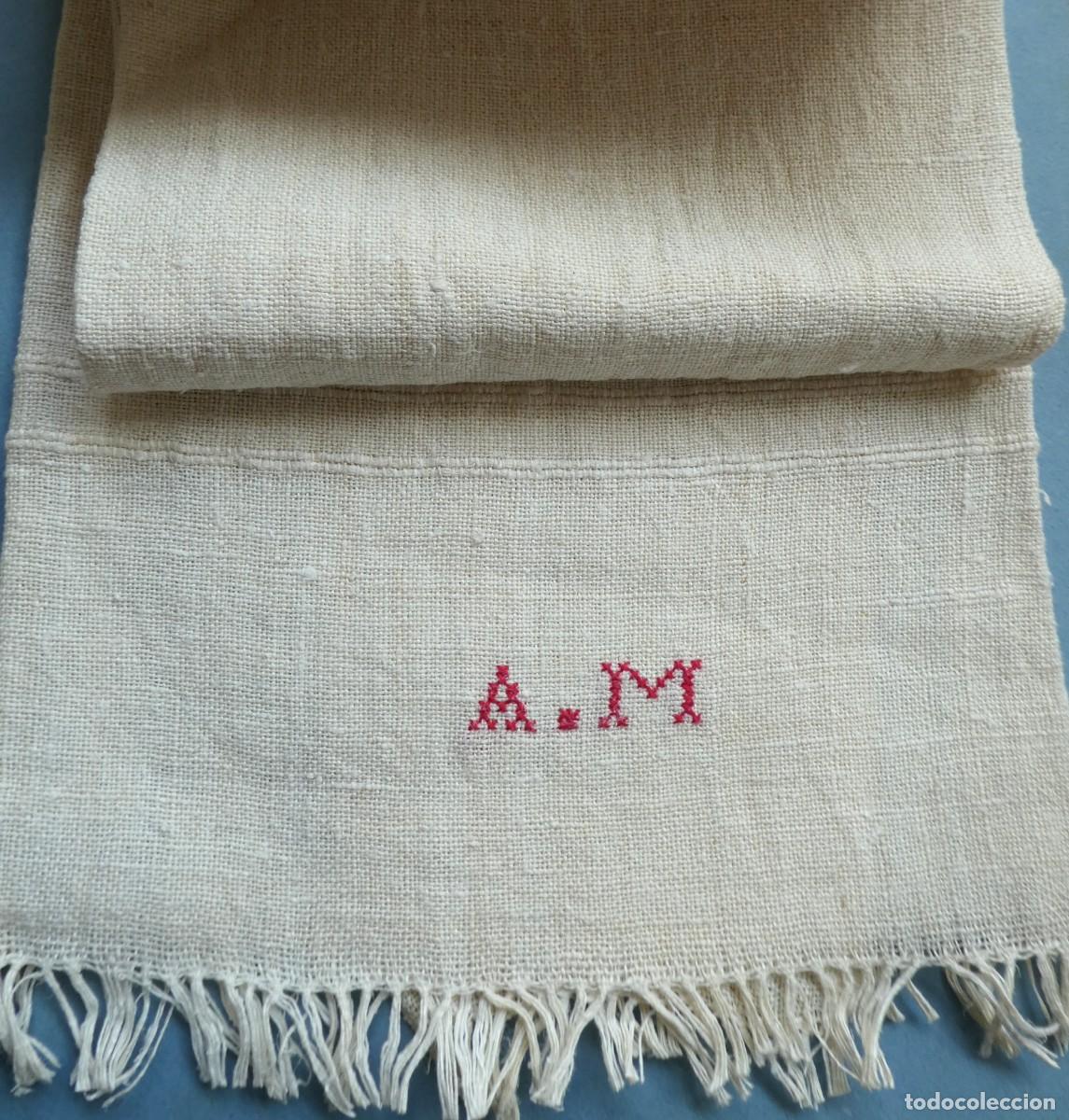 Antig&uuml;edades: DOS ANTIGUAS TOALLAS DE LINO DE TELAR S.XIX