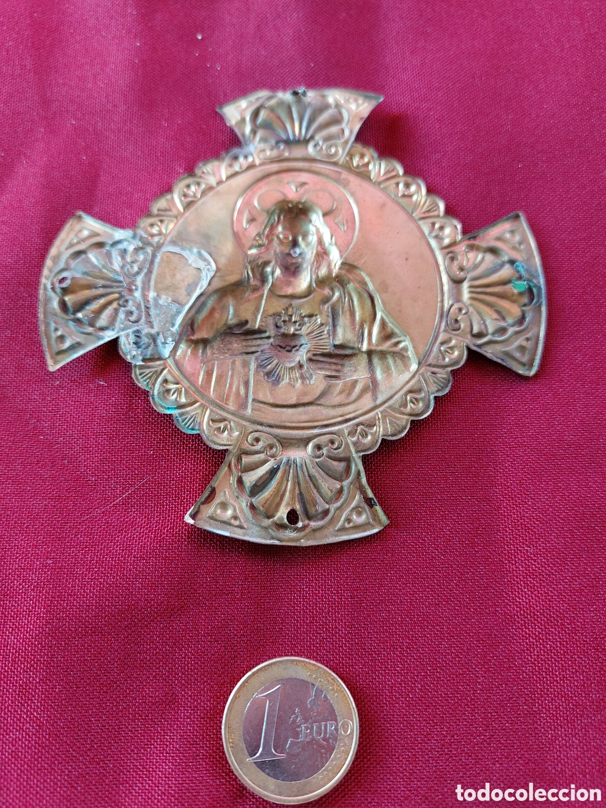 Antig&uuml;edades: Placa de puerta. Sagrado corazon. - Foto 2
