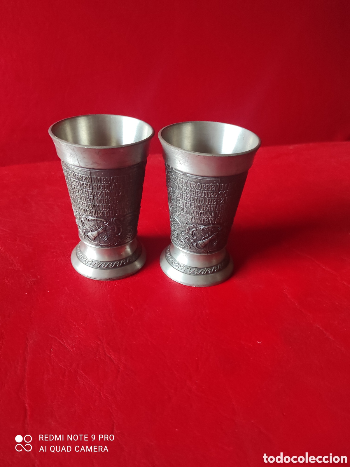 Antig&uuml;edades: 2 vasos de esta&ntilde;o con sello en la base - Foto 4