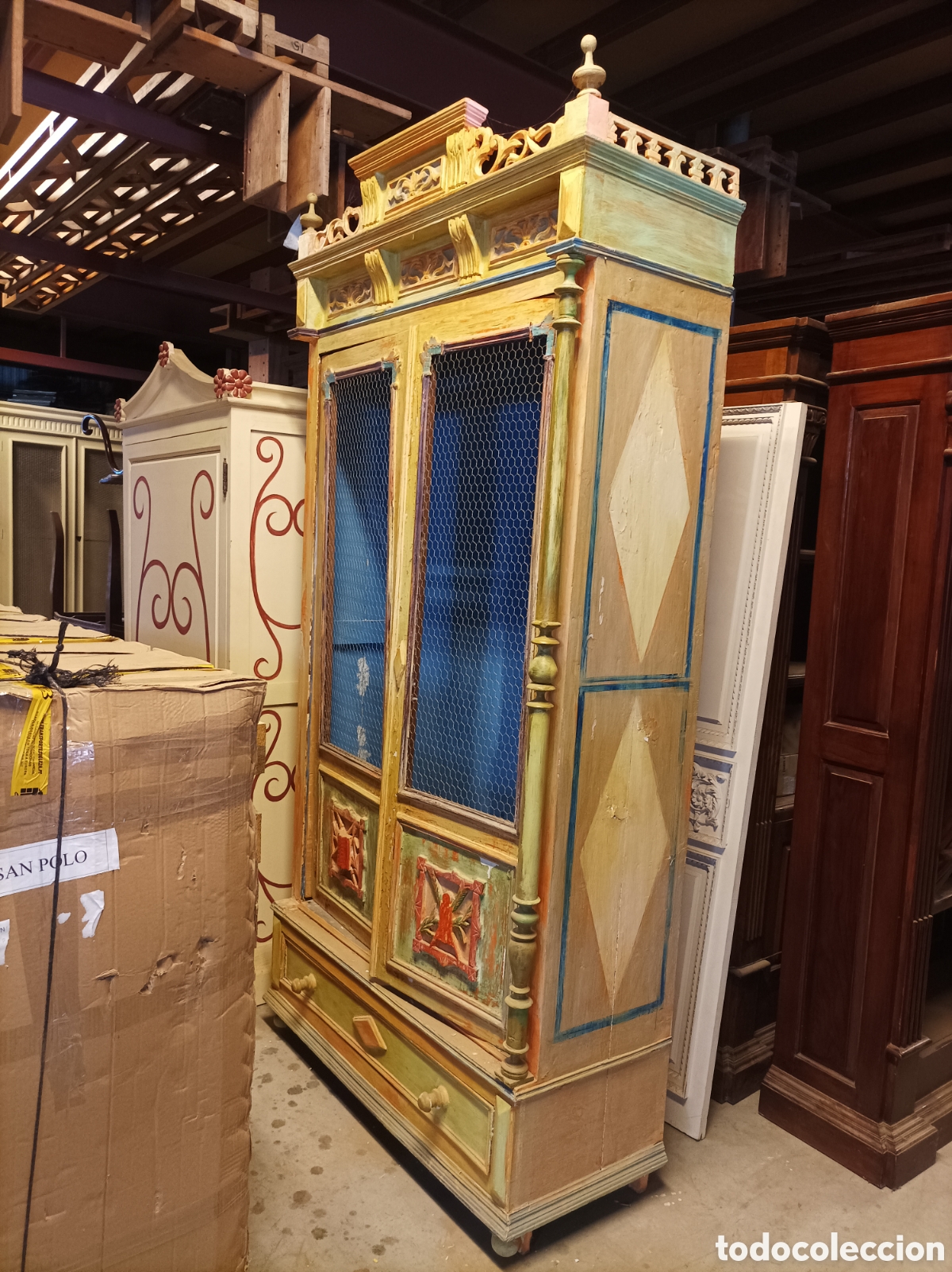 Antig&uuml;edades: Alacena antigua policromada - Foto 1