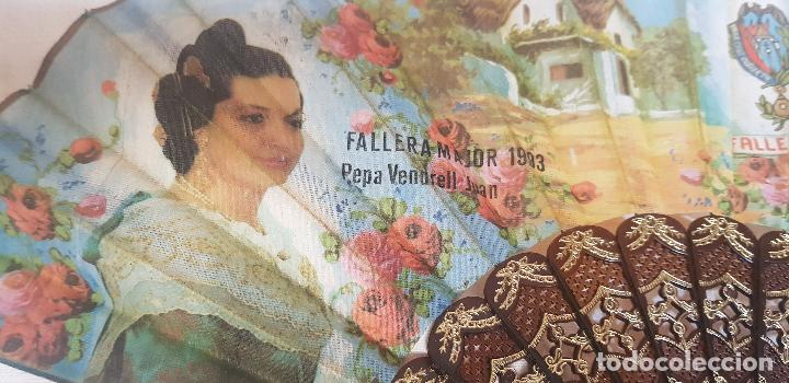 Antig&uuml;edades: ABANICO FALLERO 1993 23 CM LARGO - Foto 5