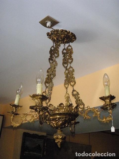 Antig&uuml;edades: LAMPARA VOTIVA DE LATON DE 4 LUCES - Foto 1
