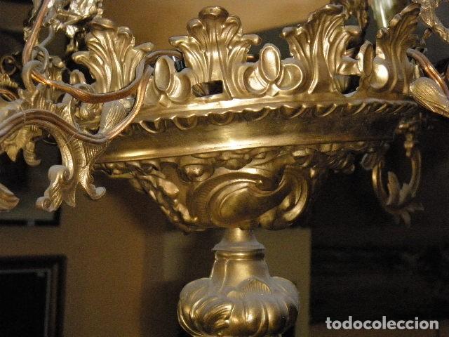Antig&uuml;edades: LAMPARA VOTIVA DE LATON DE 4 LUCES - Foto 3